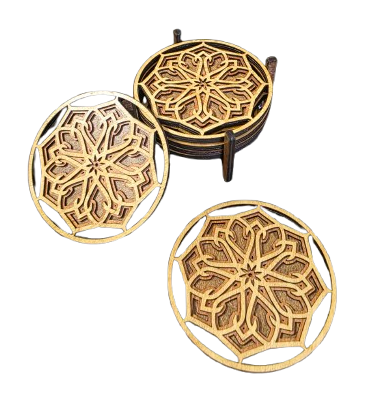 Six-Piece Wooden Coasters with Cutout Star Design
