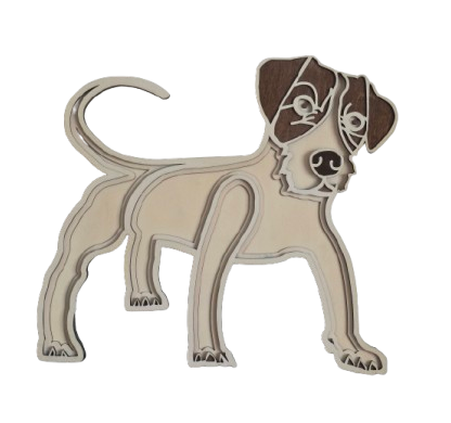 multi-layered wooden wall art of a beautifully detailed Jack Russell dog