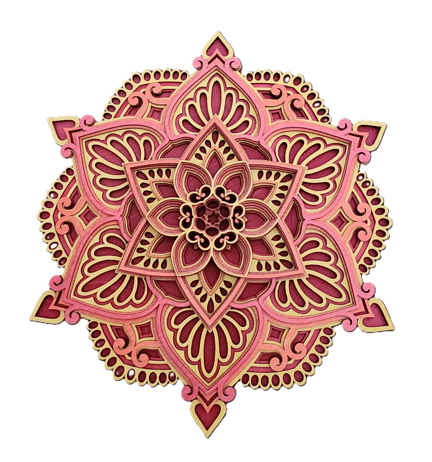 Blossom Heart Mandala – Multi-Layered Wood Wall Art