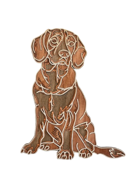 multi-layered wooden wall art of a beautifully detailed Beagle dog