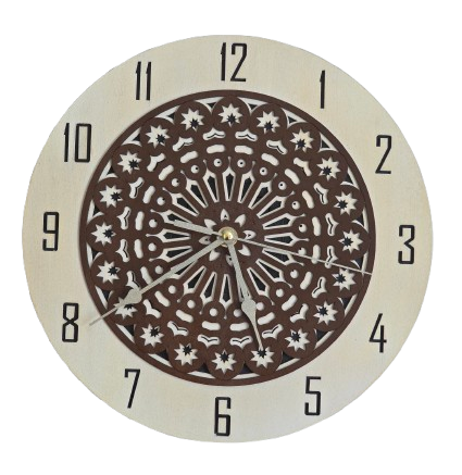 Round, Mandala inspired wall clock, intricate geometric design