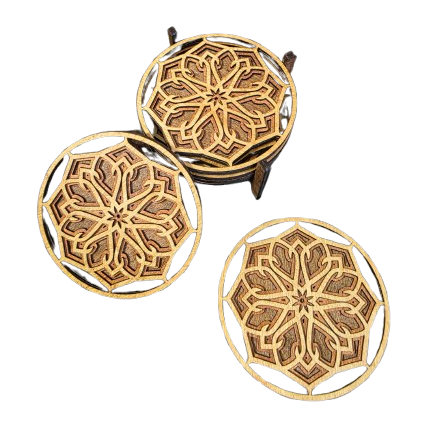 Six-Piece Wooden Coasters with Cutout Star Design