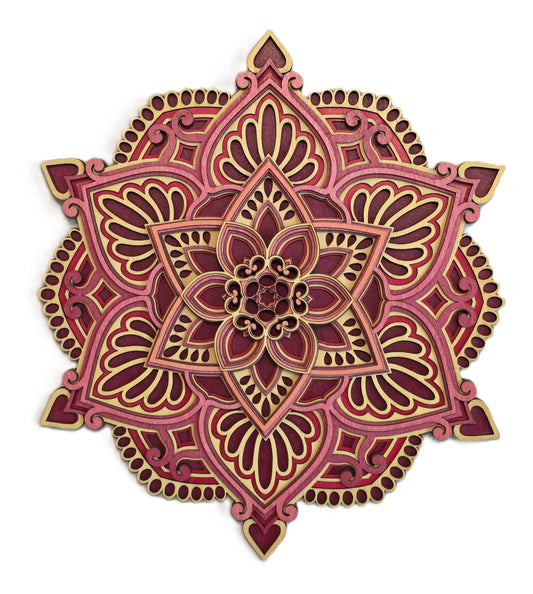 Blossom Heart Mandala – Multi-Layered Wood Wall Art
