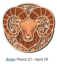 Aries Zodiac – Fire and Motion in Layered Wood